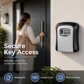 Wall-Mounted Key Lock Box for Secure Access – Weather-Resistant 4-Digit Combination Key Safe for Home and Outdoor Use