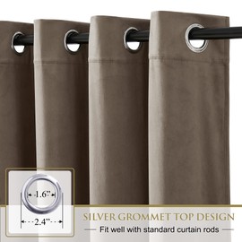 StangH Velvet Curtains 90 inches Long Taupe - Light Blocking Bedroom Drapes Privacy Protection, Heavy Grommet Window Treatment Farmhouse Decor for Living Room, W42 x L90, 2 Panels