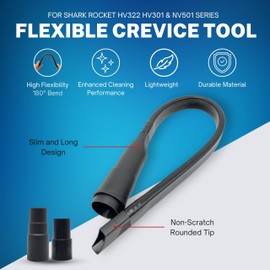 For Shark Navigator, Rotator & Rocket Vacuums: Flexible Crevice Tool for Hard to Reach Places, Dryer Vent Vacuum Attachment (for Shark Rocket HV322 HV301 & NV501 series)
