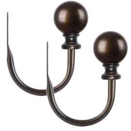KAMANINA Decorative Curtain Drapery Holdbacks, Round Finials Window Curtain Holdbacks, Bronze, Set of 2