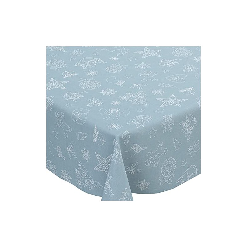 Karina Home Christmas Festive Linen Look PVC Wipe Clean Tablecloth