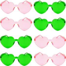 GCQJOQ 8 Pairs Heart Sunglasses for Women, Heart Glasses for a Bridal Shower, Valentine's Theme Party or Bachelorette Party, Pink, Green