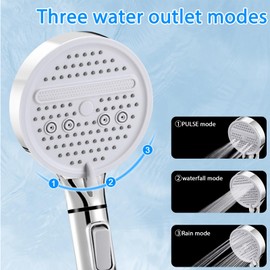 Filter Shower Head, with 3 Modes Water Saving Bathing Powerful Handheld Showerhead Beads Filtered Pressure Boosting Shower Head (Silver)
