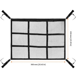 UNGFEI 2 PCS 65 x 90cm Cargo Nets Two Layer Mesh Car Organiser Nets, Black Large Capacity Car Roof Storage Net for Jeeps, Vans, Trucks, Campers