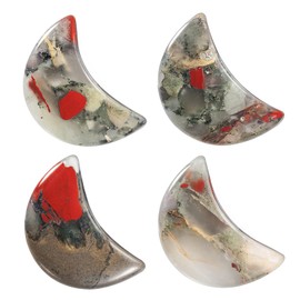 Nupuyai Nupuyai 4pcs Moon Shape Africa Bloodstone Crystal Palm Pocket Worry Stone Set, Polished Reiki Stone for Chakra Healing Jewellery Making Home Decor