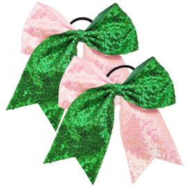 Wiked Bows for Girls Women - 8" Movie Themed Merch for Kids 8-10-12 Birthday Graduation Party Favors Hair Accessories - Pink and Green Wickedly Cute Sparkly Hair Bows Gifts for Girls