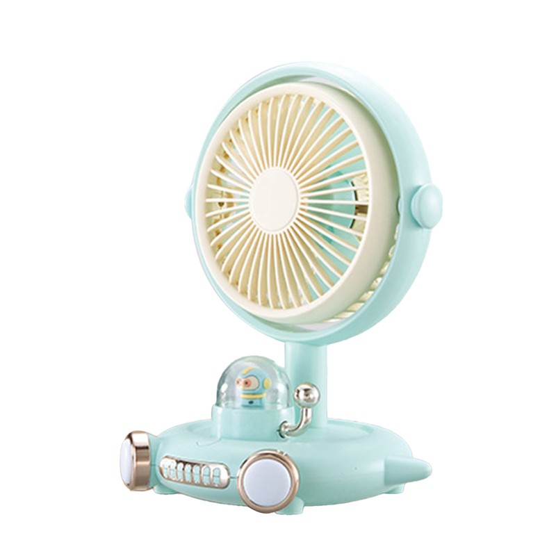 Small Desk Fan with Light USB Rechargeable Quiet Adjustable Wind