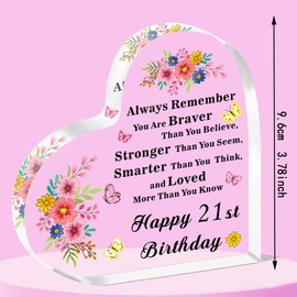 SMARGO 21st Birthday Gifts for Girls,21 Birthday Gifts for Her Daughter Niece Friends,21st Birthday Present Idea for 21 Year Old Girls, Happy 21st Birthday Keepsake Plaque Sign