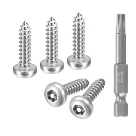 uxcell #10 x 3/4" Torx Security Screws, 30pcs Button Head Tamper Resistant Self Tapping Screws, 304 Stainless Steel Anti-Theft Screws with Bit T25
