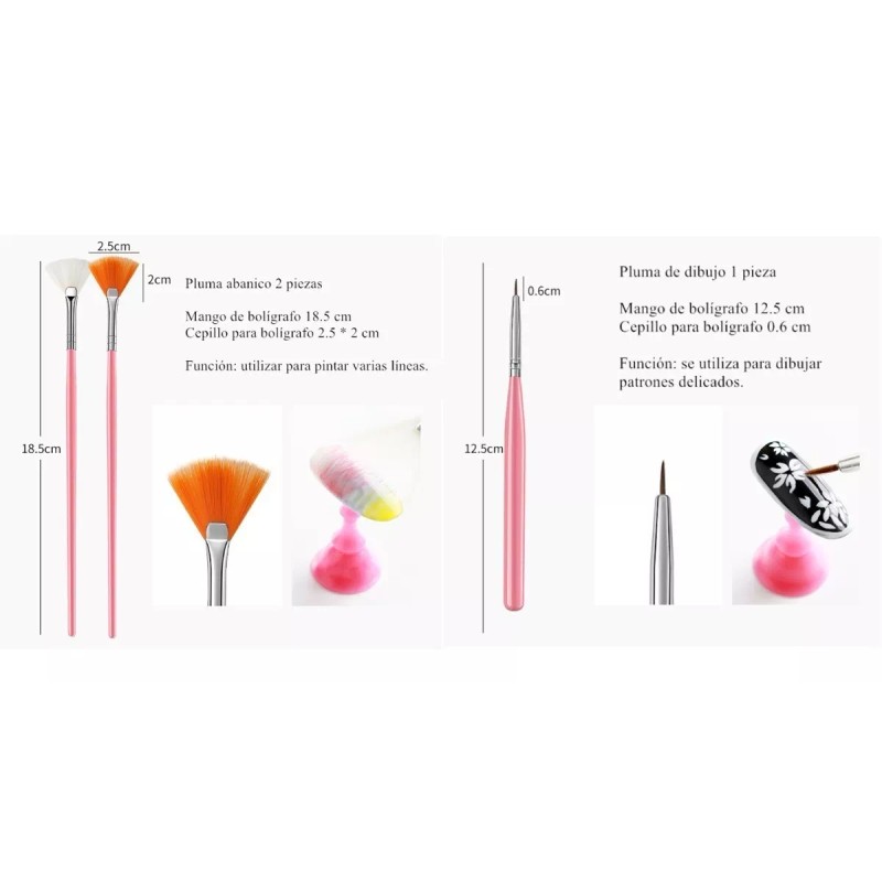 Dolores Juego De Pinceles Pintados A Mano Para Nail Art