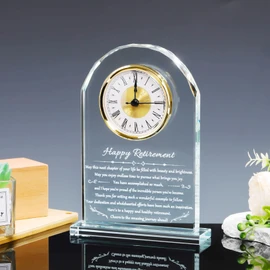 YWHL Retirement Clock Gifts for Women & Men, Best Happy Retirement Glass Plaque for Coworkers Boss, Going Away Retired Gifts for Friends, Farewell Goodbye Presents Ideas