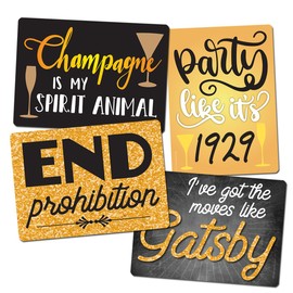 Vibrant Plastic Photo Booth Prop Signs - Roaring '20s Party - Set of 2 stylish signs with a 1920s Gatsby theme