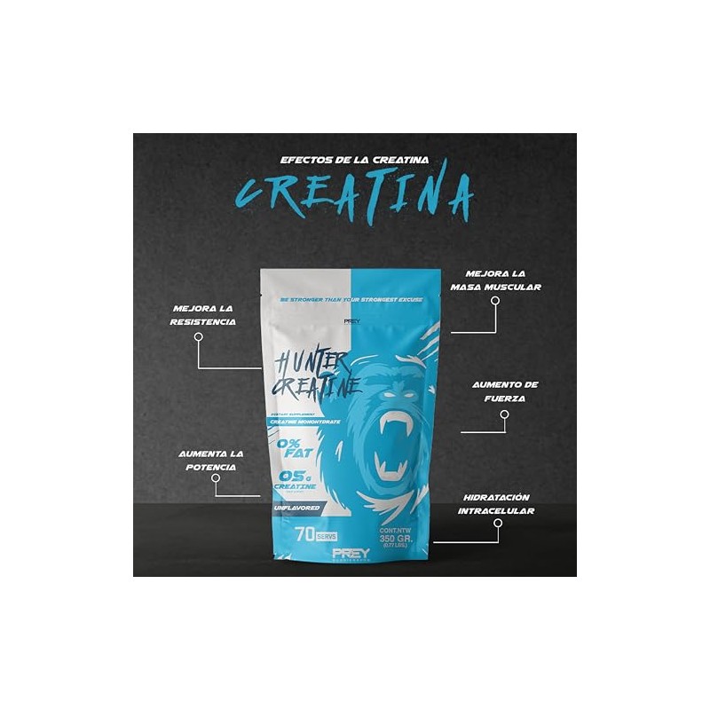 HUNTER CREATINA 350 GR SIN SABOR 70 SERVICIOS
