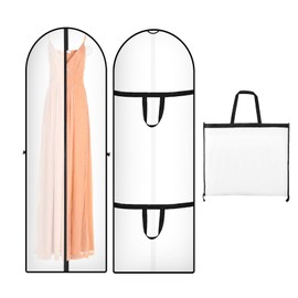 Long Garment Bag, 180 x 60 cm, Foldable Garment Bags, Suit, Premium Garment Bag, Garment Cover with Zip, Anti-Dust Wedding Dress, Dress Cover for Wedding Dresses, Evening Dresses, Long Coats