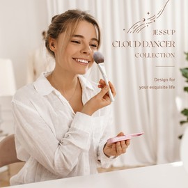 Jessup Brush Set Makeup Brush 14-Piece Makeup Brush Set, High-Quality Makeup Gift Set for Women, Makeup Set, Makeup Sponge, Brush Cleaner, Towel, Pearl White T333