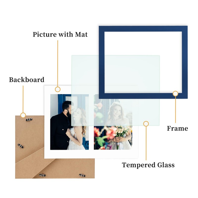 8x10 Collage Picture Frame,Pine Wood,Double 4x6 Photos with Mat.
