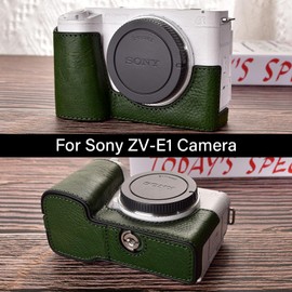MUZIRI KINOKOO Sony ZV-E1 Case - Genuine Genuine Leather Half Case for Sony ZV-E1/ZVE1 Camera - Bottom Opening Version Protective Case, Green, Retro