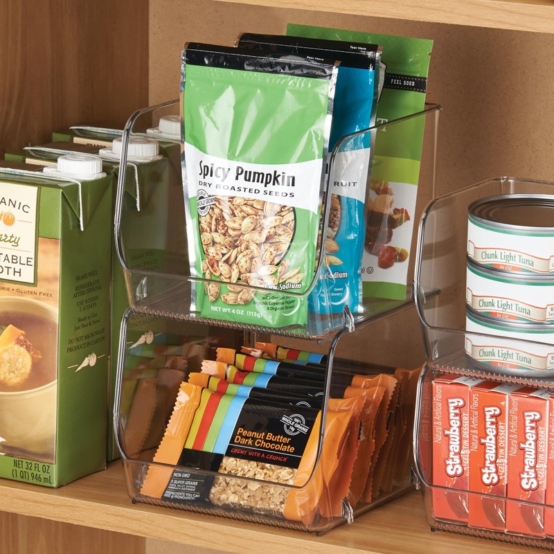iDesign Stackable Open-Front Storage Bins for Kitchen and Pantry Organization