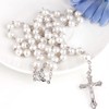 Rosary Cross Necklace for Women Pearl Beads Catholic Necklace Jesus