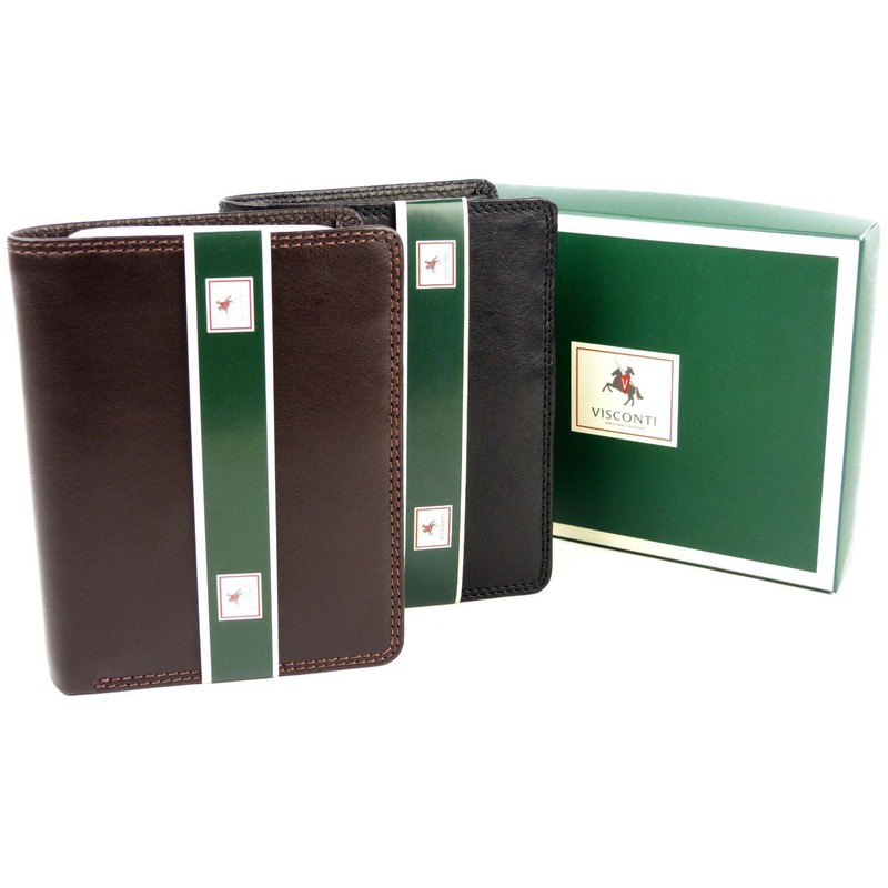 Visconti Heritage-11 Soft Thin Leather Quad Fold Wallets (Brown)