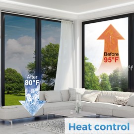 Viseeko Window Tint for Home Window Privacy Film See Out Not in Reflective One Way Window Film UV Sun Heat Blocking Window Film Static Cling for Home Office (Silver, 17.5 X 78.7 in)