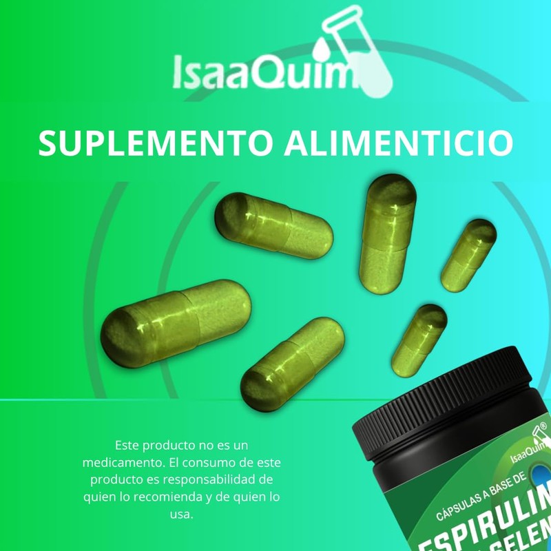 Espirulina con Selenio IsaaQuim | Suplemento Alimenticio | 200 Cápsulas