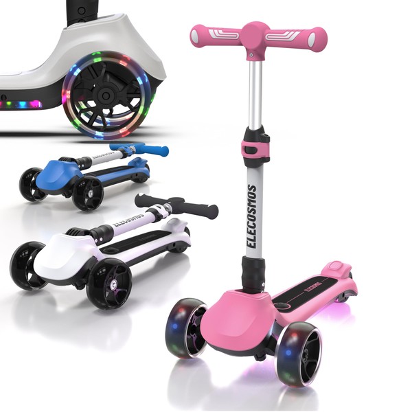 ELECOSMOS Kids Electric Scooter for Age 4-9, Light Up Big