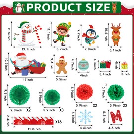 Christmas Bulletin Board Set Decorations 3D Christmas Santa Classroom Decor with Paper Pom Poms Paper Fans Snowman Reindeer Cutouts for School Wall Door Winter Holiday Party Supplies