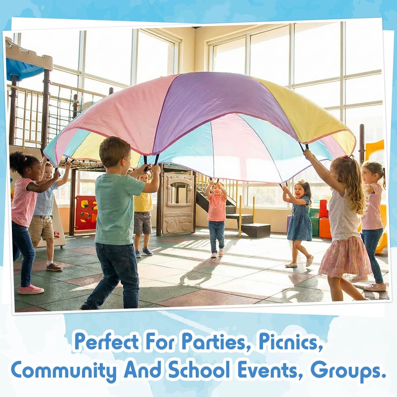 Arrowbash 1 Pcs Kids Play Parachute 6 ft Rainbow Pastel