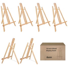 Easel Tabletop Painting Easel 6 Pcs 16"Easels Stand Wooden Easel for Painting Canvases Art Easel for Display/Painting Party/Kids/Adults/Wedding/Classroom/Art Projects