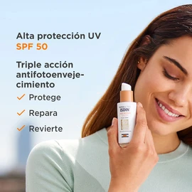 ISDIN - FotoUltra Age Repair Fusion Color Water SPF 50 - Protector solar facial de fase acuosa, triple acción anti-fotoenvejecimiento, con color, 50 ml