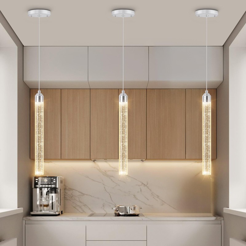 dolria 1-Light Modern Crystal Pendant Lighting LED Dimmable Pendant Light