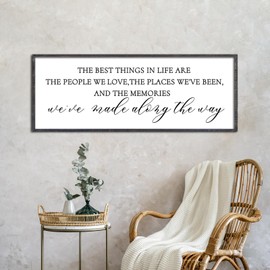 The Best Things in Life Wall Decor Sign 32 x 12 Inch Memories Inspirational Quotes Wood Framed Family Entryway Living Room Home Wall Art for Farmhouse Bedroom Room (Black)