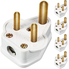 5 Amp Round Pin Plugs Mains Plug 3 Pin Lighting Plugs for Stage Lighting Lamp (5, White)