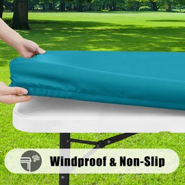 Smiry - Juego de 4 manteles rectangulares para pícnic, impermeables, elásticos, lavables de poliéster rectangular, para camping, interior y exterior (verde azulado, 30 x 72 pulgadas)