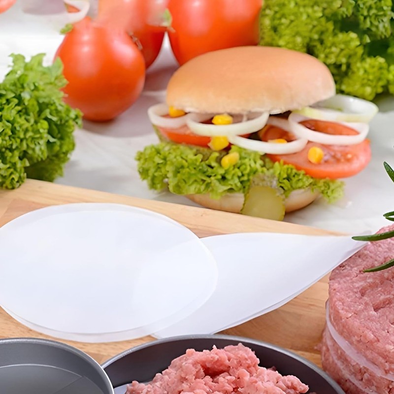 500-Pack Burger Paper Sheets – 11cm Round Patty Paper –