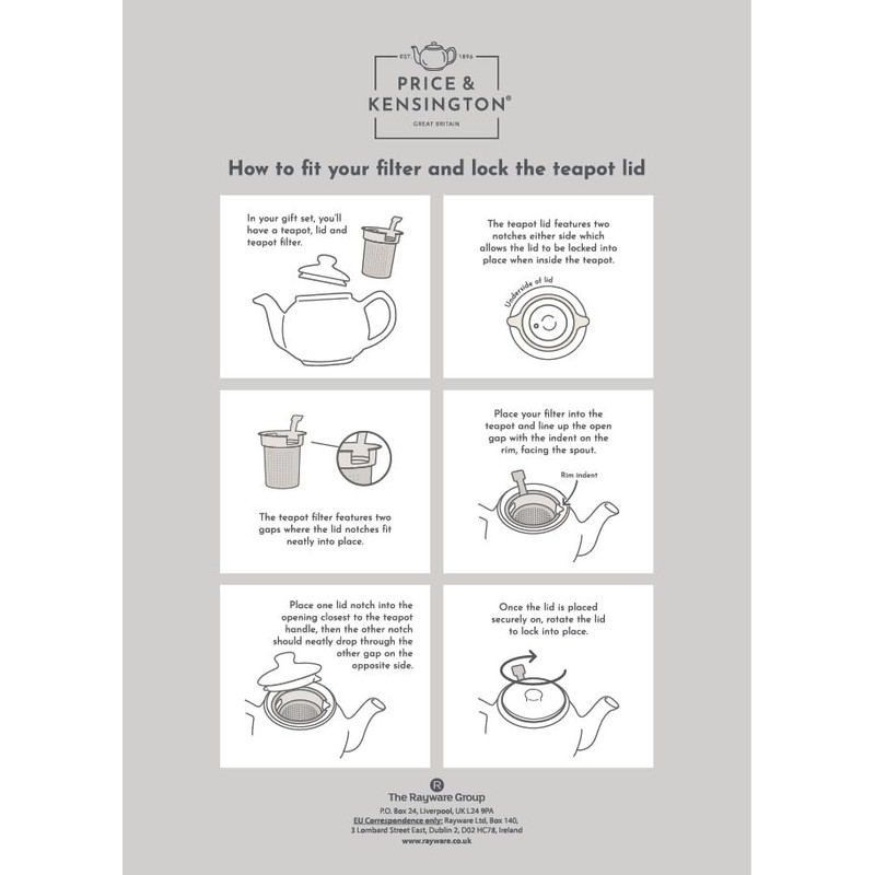 Price & Kensington Stoneware Teapot Grey Matt 6 Cup (1100ml)