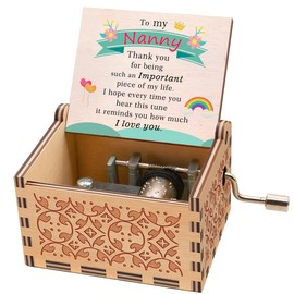 Luteney Nanny Gifts from Grandchildren,Wooden Music box Gifts for Nana,Nan Grandma Birthday Christmas Wind Up Music Box Gifts