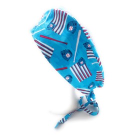 Scrub Hat Patriotic Baseball Items Bat Ball USA Flag Cotton Fabric Cap Do-Rag Skull Blue