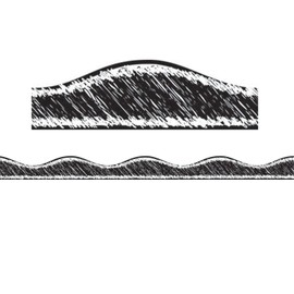 ASHLEY PRODUCTIONS Scribble Chalk Magnetic Border Black Scribble, 1" x 12'