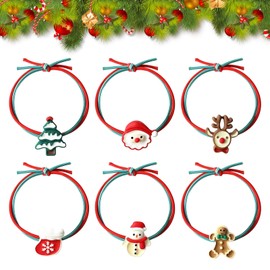 Pack of 12 Christmas Hair Bobbles Cartoon Hair Rings Xmas Elastic Hair Bobbles Bands Hair Accessories Christmas Hair Scrunchies Ponytail Holder for Girls Women