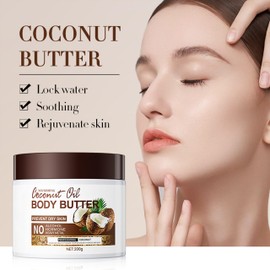 Coconut Body Butter 200g – Intense Moisturizer for Dry Skin, Enriched with Coconut Oil. Deeply Nourishes, Soothes, and Hydrates for Silky Smooth Skin. Daily Skin Care Routine，Create Silky Skin