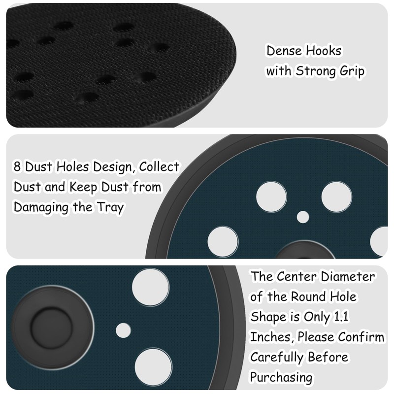 リョービ用サンダー 交換パッド 5in8穴 フックアンドループ オービタルサンディングパッドパーツ 2個入り