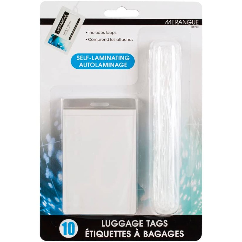 Merangue Clear Luggage Tags, Self Laminating, 10 Pack