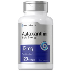 Horbäach Astaxanthin Supplement | 12mg | 120 Softgels | Triple Strength | from Microalgae | Non-GMO & Gluten Free