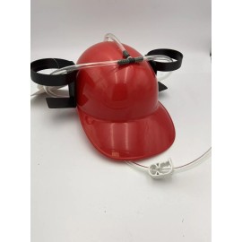 Funny Fashion Hat Red N Black "Beer Can" Drinkers Helmet Hat with hose