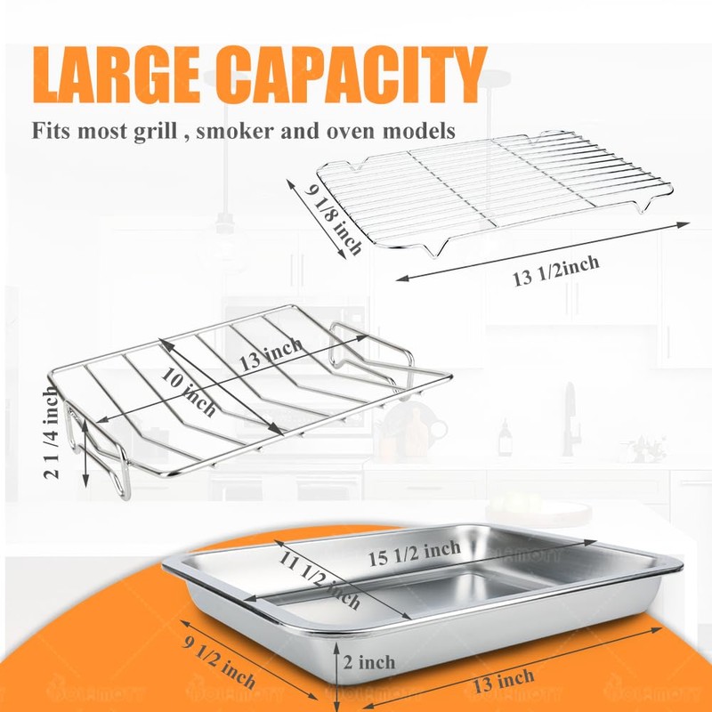Stainless Steel Turkey Baking Roaster Pan Roasting Pan with V