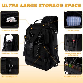 Hikary 136PCS Tackle Box Backpack,Fishing Backpack with Accessories,Fishing Tool Kit Fish Pliers Salt Water Fishing Tackle Set for Men Women Gifts (Black)