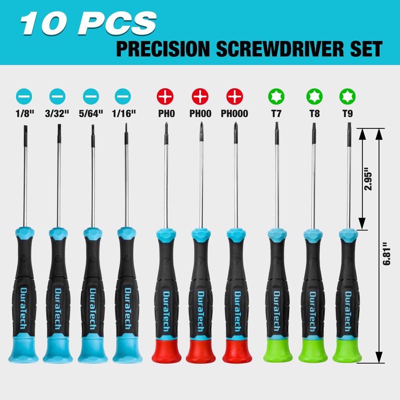 DURATECH Precision Screwdriver Set, 10 PCS Magnetic Small Screwdriver Set