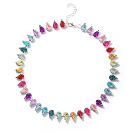 Colorful Crystal Necklace for Women Rhinestone Choker Necklace Green Necklace Sparkly Crystal Choker Statement Prom Neck Jewelry for Girls Mom Bridal (Colorful)